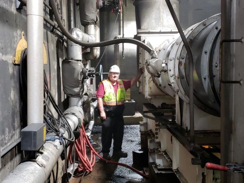 Joe Finn at the startup of an Englo wet dust extractor at a coal fired power plant