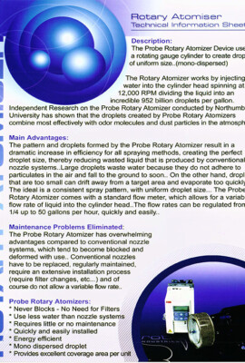 A page of information about the rotary atomiser.