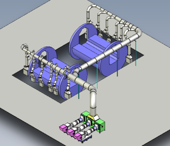 A 3 d image of the pipes and valves in an industrial plant.