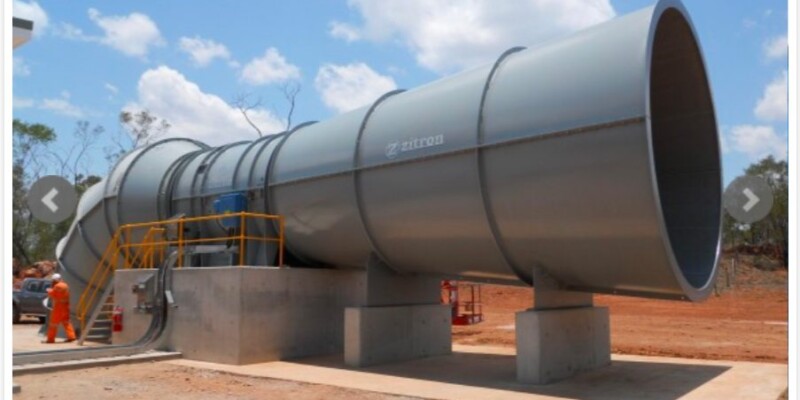 Main Ventilation Fans Large metal ventilation fan with concrete stairs