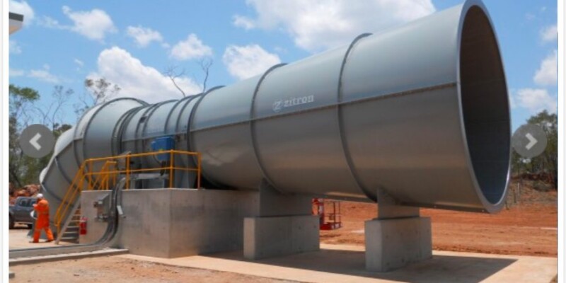 Main Ventilation Fans Large metal ventilation fan with concrete stairs